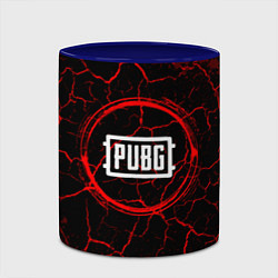 Кружка 3D Символ PUBG и краска вокруг на темном фоне, цвет: 3D-белый + синий — фото 2