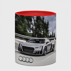 Кружка 3D Ауди на скоростном шоссе Audi on the expressway, цвет: 3D-белый + красный — фото 2