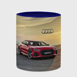 Кружка 3D Audi RS 7 на закате солнца Audi RS 7 at sunset, цвет: 3D-белый + синий — фото 2