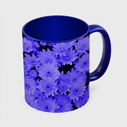 Кружка 3D Хризантемы Сhrysanthemums, цвет: 3D-белый + синий