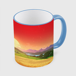 Кружка 3D Дорога к солнцу, цвет: 3D-небесно-голубой кант