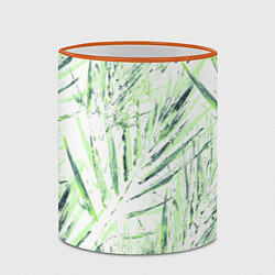 Кружка 3D Листья Пальмы Нарисованные Маслом, цвет: 3D-оранжевый кант — фото 2