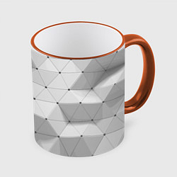 Кружка 3D Полигональный объёмный паттерн, цвет: 3D-оранжевый кант