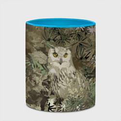 Кружка 3D Сова на абстрактном коричневом фоне, цвет: 3D-белый + небесно-голубой — фото 2