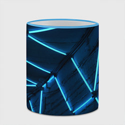 Кружка 3D Неоновые лампы и кирпичный эффект - Голубой, цвет: 3D-небесно-голубой кант — фото 2