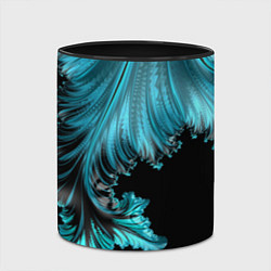 Кружка 3D Черный с голубым неоновый фрактал Ледяная абстракц, цвет: 3D-белый + черный — фото 2