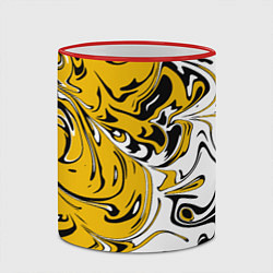 Кружка 3D Черно-желтые разводы, цвет: 3D-красный кант — фото 2