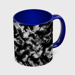 Кружка 3D Черно-белый абстрактный камуфляж, цвет: 3D-белый + синий