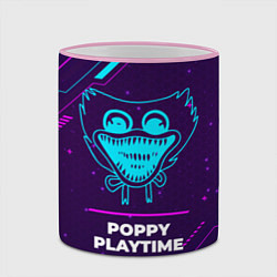 Кружка 3D Символ Poppy Playtime в неоновых цветах на темном, цвет: 3D-розовый кант — фото 2