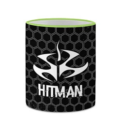 Кружка 3D Hitman Glitch на темном фоне, цвет: 3D-светло-зеленый кант — фото 2