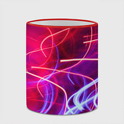 Кружка 3D Неоновые линии и фонари - Красный, цвет: 3D-красный кант — фото 2