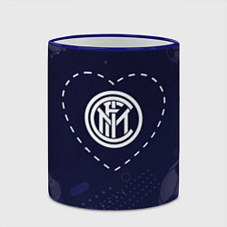Кружка 3D Лого Inter в сердечке на фоне мячей, цвет: 3D-синий кант — фото 2