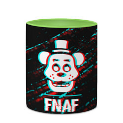 Кружка 3D FNAF в стиле Glitch Баги Графики на темном фоне, цвет: 3D-белый + светло-зеленый — фото 2