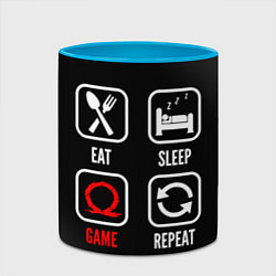 Кружка 3D Eat, Sleep, God of War, Repeat, цвет: 3D-белый + небесно-голубой — фото 2