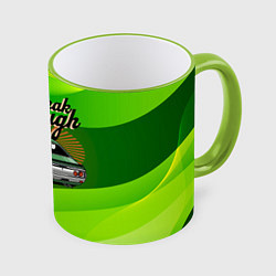 Кружка цветная Retro зеленый ретро-автомобиль