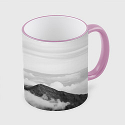 Кружка 3D Горы и туман, цвет: 3D-розовый кант