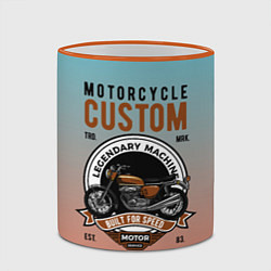 Кружка 3D Кастомный мотоцикл, цвет: 3D-оранжевый кант — фото 2