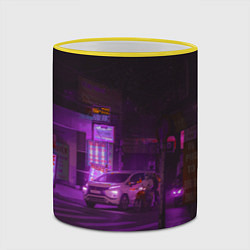 Кружка 3D Неоновый ночной переход - Фиолетовый, цвет: 3D-желтый кант — фото 2