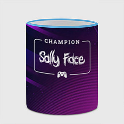 Кружка 3D Sally Face Gaming Champion: рамка с лого и джойсти, цвет: 3D-небесно-голубой кант — фото 2