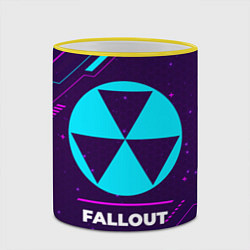 Кружка 3D Символ Fallout в неоновых цветах на темном фоне, цвет: 3D-желтый кант — фото 2