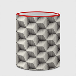 Кружка 3D 3D Куб Оптическая иллюзия 3D Cube, цвет: 3D-красный кант — фото 2