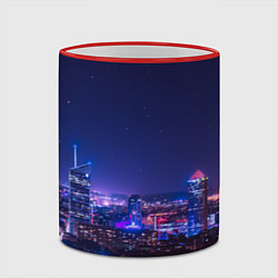 Кружка 3D Неоновый ночной город - Фиолетовый, цвет: 3D-красный кант — фото 2