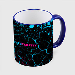 Кружка 3D Manchester City Neon Gradient, цвет: 3D-синий кант