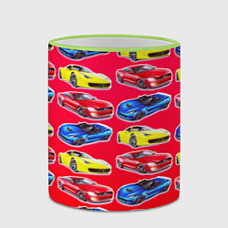 Кружка 3D Спортивные машины, цвет: 3D-светло-зеленый кант — фото 2
