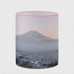 Кружка 3D Туманные горы и деревья утром, цвет: 3D-розовый кант — фото 2