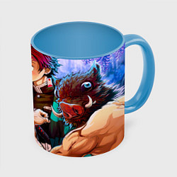 Кружка 3D Клинок рассекающий демонов - Все в сборе, цвет: 3D-белый + небесно-голубой