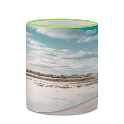 Кружка 3D Песочный пляж и водоём - Белый, цвет: 3D-светло-зеленый кант — фото 2