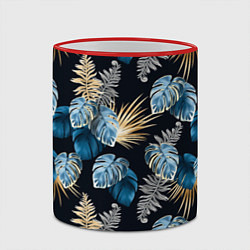 Кружка 3D Свет неоновых листьев, цвет: 3D-красный кант — фото 2