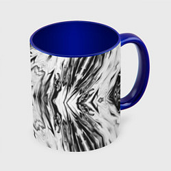 Кружка 3D Черно-белый абстрактный узор Трио, цвет: 3D-белый + синий