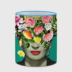 Кружка 3D Фрида Кало - Арт Портрет, цвет: 3D-небесно-голубой кант — фото 2