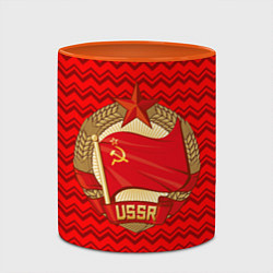 Кружка 3D Флаг СССР серп и молот, цвет: 3D-белый + оранжевый — фото 2