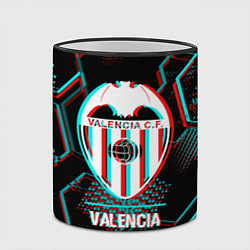 Кружка 3D Valencia FC в стиле glitch на темном фоне, цвет: 3D-черный кант — фото 2