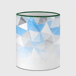 Кружка 3D Исчезающие серо-голубые полигоны, цвет: 3D-зеленый кант — фото 2