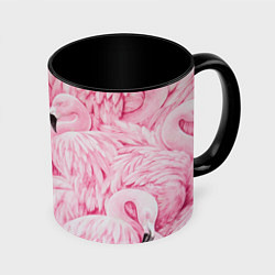 Кружка 3D Pink Flamingos, цвет: 3D-белый + черный