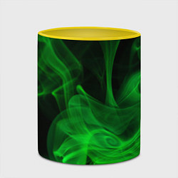 Кружка 3D Зелёный абстрактный дым, цвет: 3D-белый + желтый — фото 2