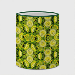 Кружка 3D Зеленые узоры: волны абстракции, цвет: 3D-зеленый кант — фото 2
