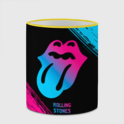 Кружка 3D Rolling Stones - neon gradient, цвет: 3D-желтый кант — фото 2