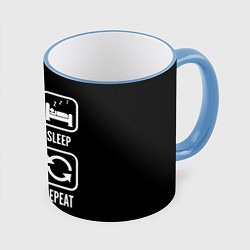 Кружка 3D Eat, sleep, Counter Strike, repeat, цвет: 3D-небесно-голубой кант