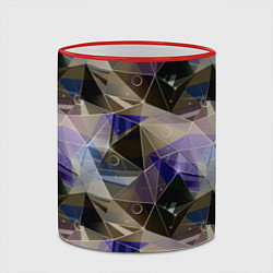 Кружка 3D Полигональный абстрактный: бежевый, коричневый, си, цвет: 3D-красный кант — фото 2