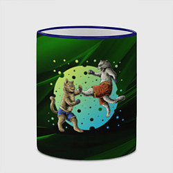 Кружка 3D Кошачий бой - карате, цвет: 3D-синий кант — фото 2