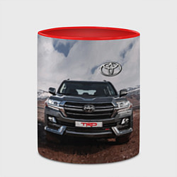 Кружка 3D Toyota Land Cruiser in the mountains, цвет: 3D-белый + красный — фото 2