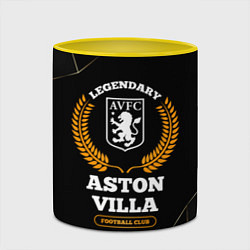 Кружка 3D Лого Aston Villa и надпись legendary football club, цвет: 3D-белый + желтый — фото 2