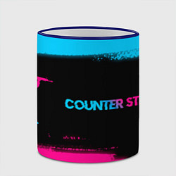 Кружка 3D Counter Strike - neon gradient: надпись и символ, цвет: 3D-синий кант — фото 2