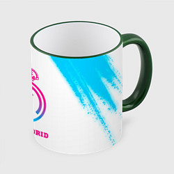 Кружка 3D Real Madrid neon gradient style, цвет: 3D-зеленый кант