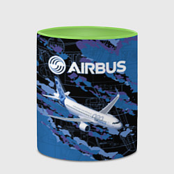 Кружка 3D Airbus A320 Аэробус, цвет: 3D-белый + светло-зеленый — фото 2