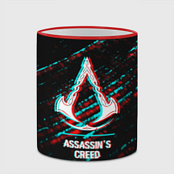 Кружка 3D Assassins Creed в стиле glitch и баги графики на т, цвет: 3D-красный кант — фото 2